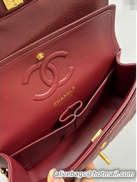 Good Taste Chanel Classic Grained Calfskin Medium Flap Bag A01112 Burgundy/Gold 2024