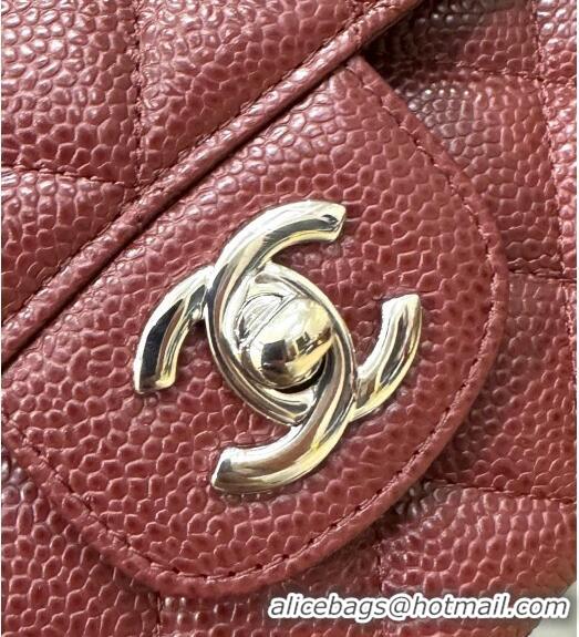 Cheap Design Chanel Classic Grained Calfskin Medium Flap Bag A01112 Burgundy/Silver 2024