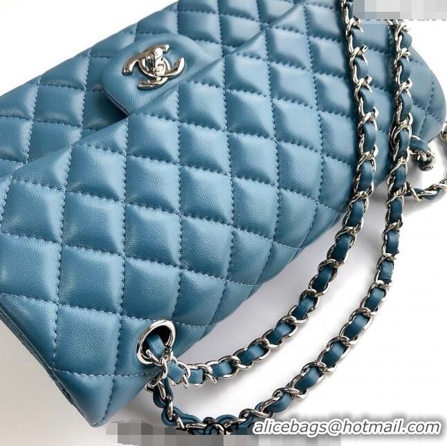 Pretty Style Chanel Classic Lambskin Medium Flap Bag A01112 Light Blue 2024