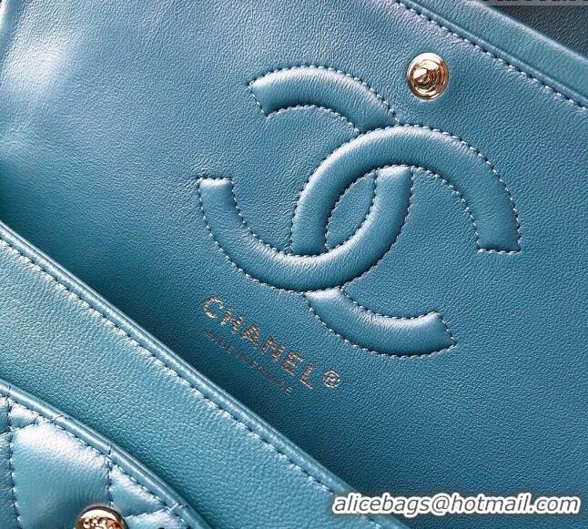 Pretty Style Chanel Classic Lambskin Medium Flap Bag A01112 Light Blue 2024