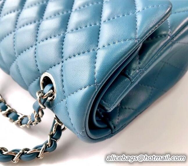 Pretty Style Chanel Classic Lambskin Medium Flap Bag A01112 Light Blue 2024