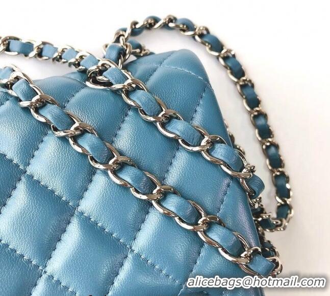 Pretty Style Chanel Classic Lambskin Medium Flap Bag A01112 Light Blue 2024