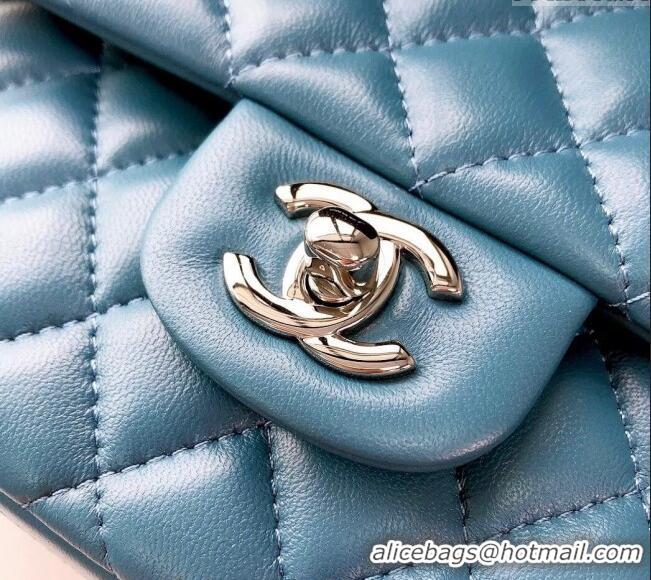 Pretty Style Chanel Classic Lambskin Medium Flap Bag A01112 Light Blue 2024