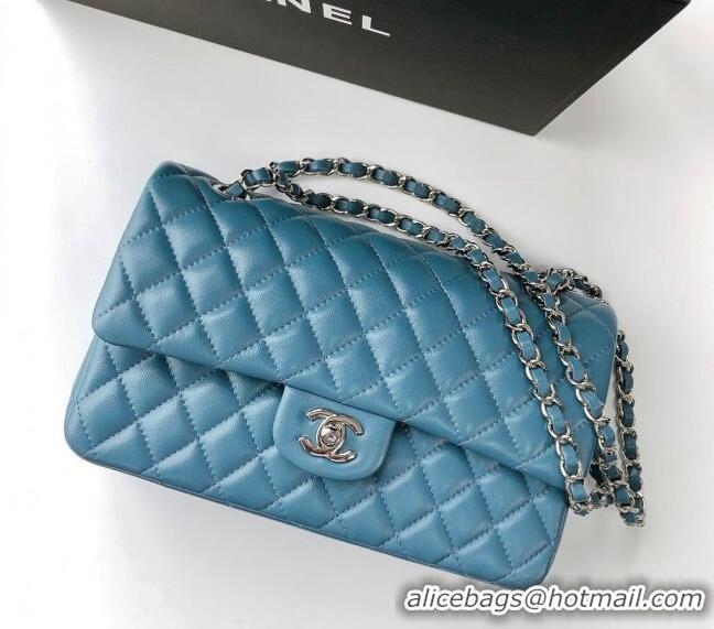 Pretty Style Chanel Classic Lambskin Medium Flap Bag A01112 Light Blue 2024