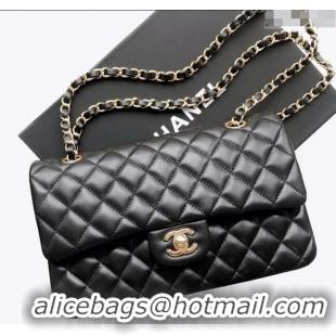 Unique Grade Chanel Lambskin Classic Medium Flap Bag A01112 Black/Gold