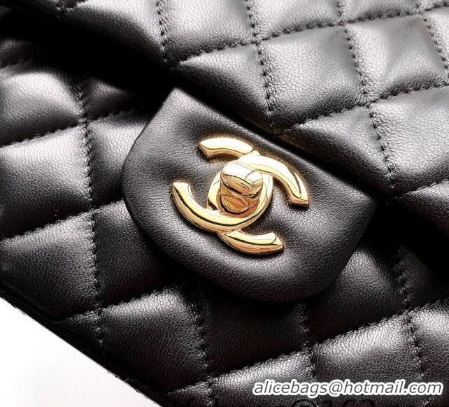 Unique Grade Chanel Lambskin Classic Medium Flap Bag A01112 Black/Gold