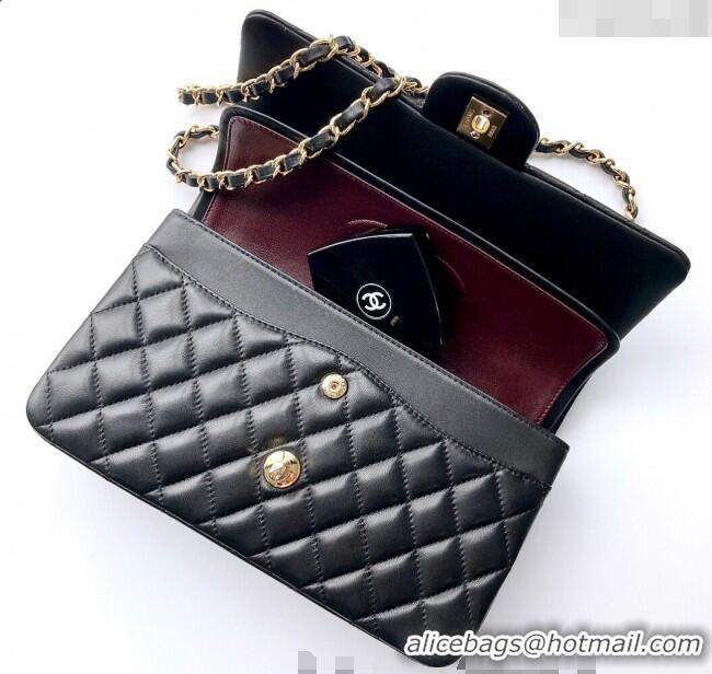 Unique Grade Chanel Lambskin Classic Medium Flap Bag A01112 Black/Gold