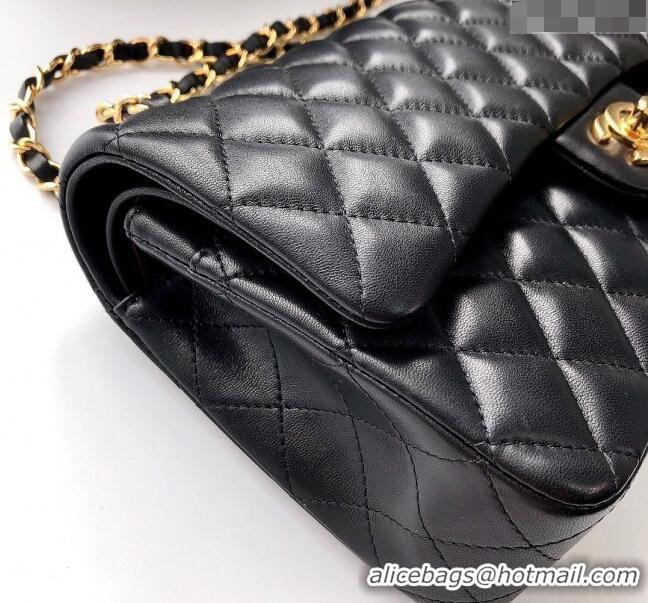 Unique Grade Chanel Lambskin Classic Medium Flap Bag A01112 Black/Gold