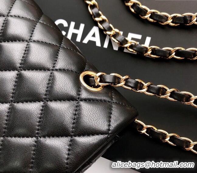 Unique Grade Chanel Lambskin Classic Medium Flap Bag A01112 Black/Gold