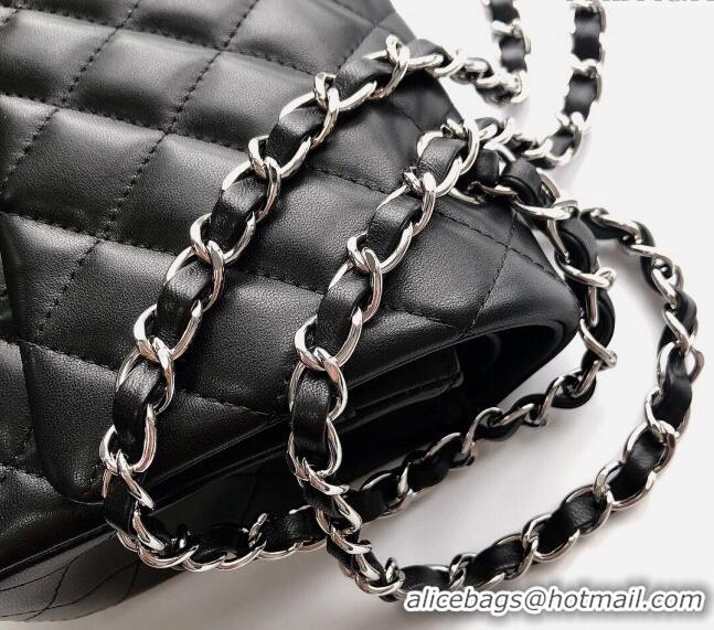 Pretty Style Chanel Lambskin Classic Medium Flap Bag A01112 Black/Silver