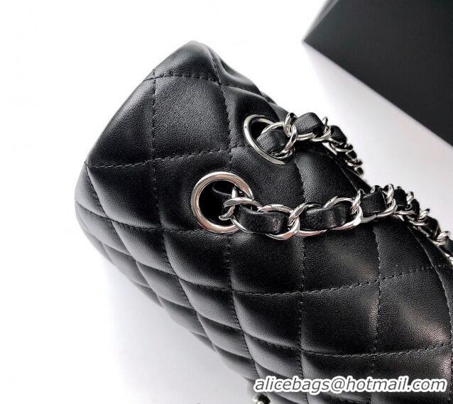 Pretty Style Chanel Lambskin Classic Medium Flap Bag A01112 Black/Silver