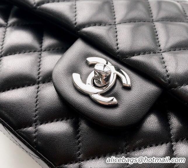 Pretty Style Chanel Lambskin Classic Medium Flap Bag A01112 Black/Silver