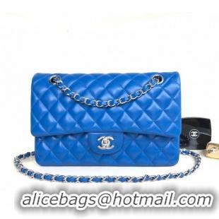 Top Grade Chanel Classic Lambskin Medium Flap Bag A01112 Sky Blue/Silver 2024