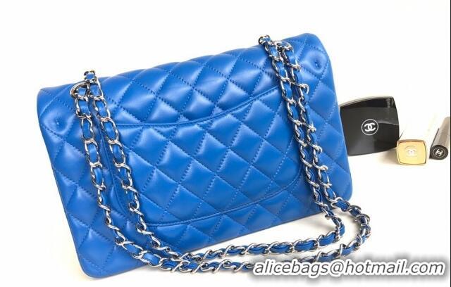 Top Grade Chanel Classic Lambskin Medium Flap Bag A01112 Sky Blue/Silver 2024