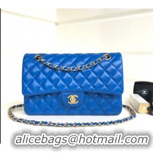 Pretty Style Chanel Classic Lambskin Medium Flap Bag A01112 Sky Blue/Gold 2024