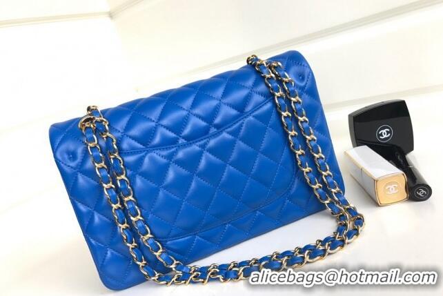 Pretty Style Chanel Classic Lambskin Medium Flap Bag A01112 Sky Blue/Gold 2024