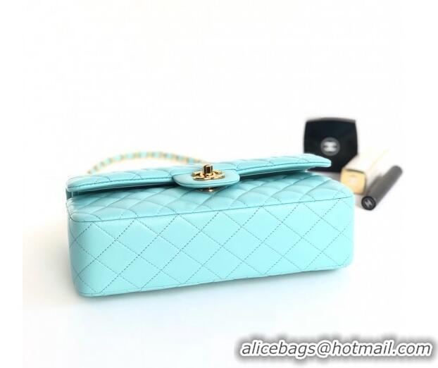 Grade Design Chanel Classic Lambskin Medium Flap Bag A01112 Tiffany Blue/Gold 2024