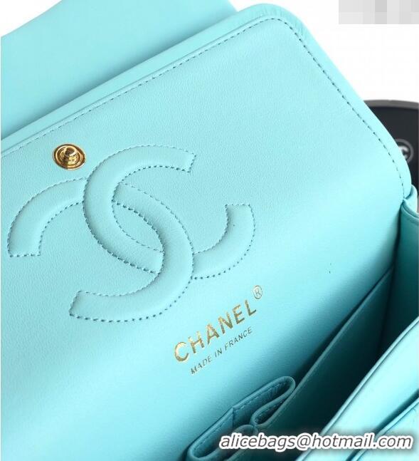 Grade Design Chanel Classic Lambskin Medium Flap Bag A01112 Tiffany Blue/Gold 2024