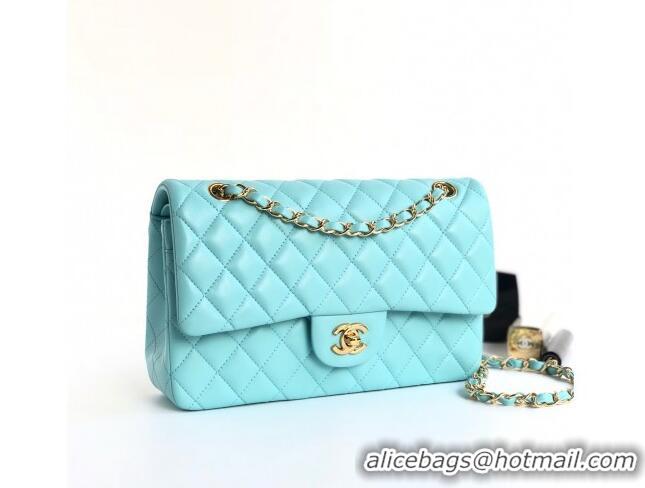 Grade Design Chanel Classic Lambskin Medium Flap Bag A01112 Tiffany Blue/Gold 2024