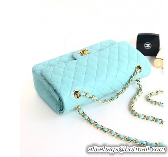 Grade Design Chanel Classic Lambskin Medium Flap Bag A01112 Tiffany Blue/Gold 2024