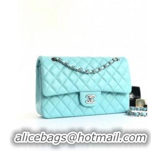 Good Quality Chanel Classic Lambskin Medium Flap Bag A01112 Tiffany Blue/Silver 2024