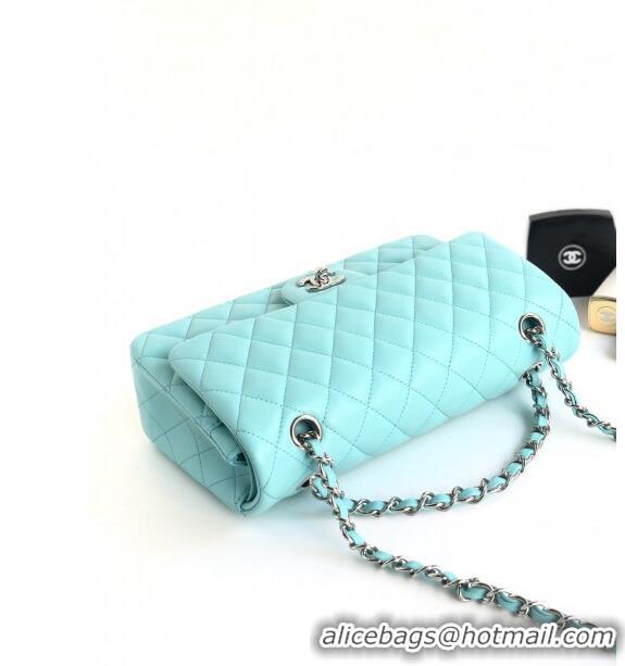 Good Quality Chanel Classic Lambskin Medium Flap Bag A01112 Tiffany Blue/Silver 2024