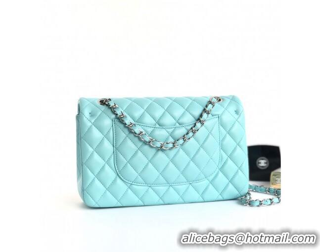 Good Quality Chanel Classic Lambskin Medium Flap Bag A01112 Tiffany Blue/Silver 2024