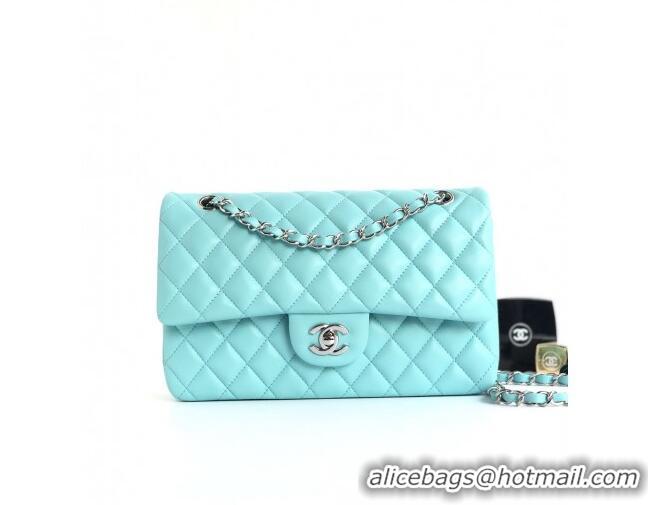 Good Quality Chanel Classic Lambskin Medium Flap Bag A01112 Tiffany Blue/Silver 2024