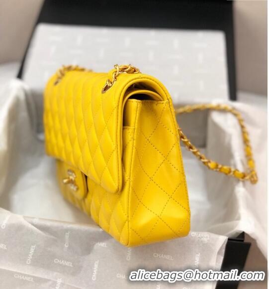 Famous Brand Chanel Classic Lambskin Medium Flap Bag A01112 Yellow/Gold 2024