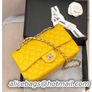 Buy Discount Chanel Classic Lambskin Medium Flap Bag A01112 Yellow/Silver 2024