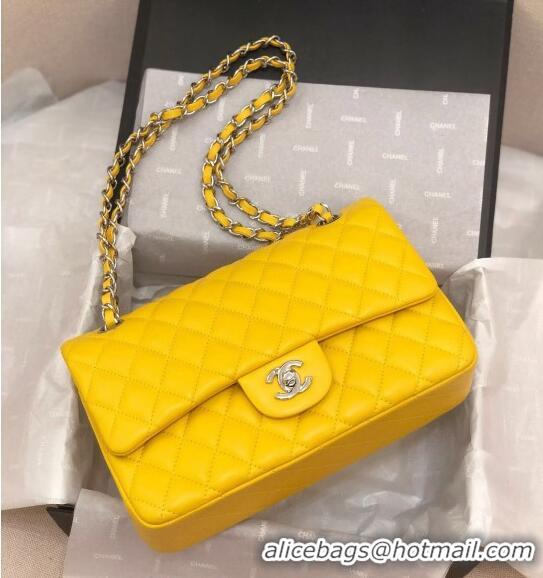 Buy Discount Chanel Classic Lambskin Medium Flap Bag A01112 Yellow/Silver 2024