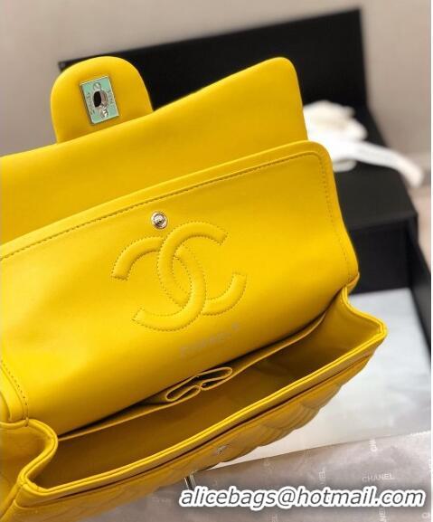 Buy Discount Chanel Classic Lambskin Medium Flap Bag A01112 Yellow/Silver 2024