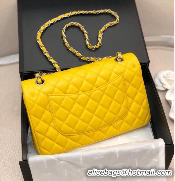 Buy Discount Chanel Classic Lambskin Medium Flap Bag A01112 Yellow/Silver 2024