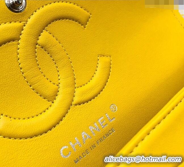 Buy Discount Chanel Classic Lambskin Medium Flap Bag A01112 Yellow/Silver 2024