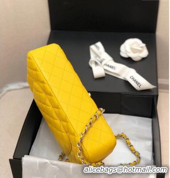 Buy Discount Chanel Classic Lambskin Medium Flap Bag A01112 Yellow/Silver 2024