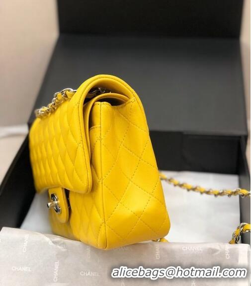 Buy Discount Chanel Classic Lambskin Medium Flap Bag A01112 Yellow/Silver 2024