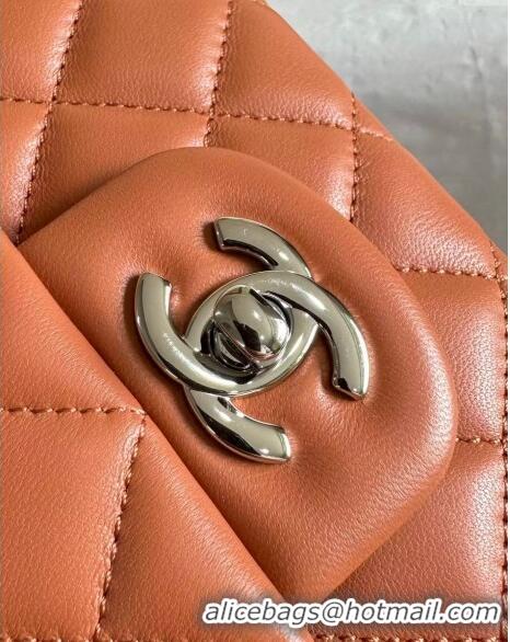 Low Cost Chanel Classic Lambskin Medium Flap Bag A01112 Caramel Brown/Silver 2024