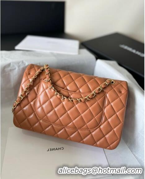 Most Popular Chanel Classic Lambskin Medium Flap Bag A01112 Caramel Brown/Gold 2024