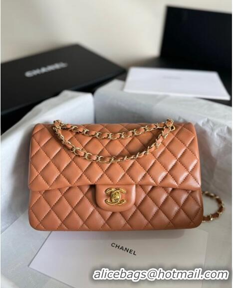 Most Popular Chanel Classic Lambskin Medium Flap Bag A01112 Caramel Brown/Gold 2024