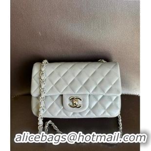 Reasonable Price Chanel Classic Lambskin Mini Flap Bag A01116 Light Grey/Silver 2024