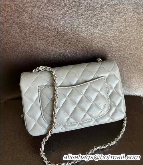 Reasonable Price Chanel Classic Lambskin Mini Flap Bag A01116 Light Grey/Silver 2024