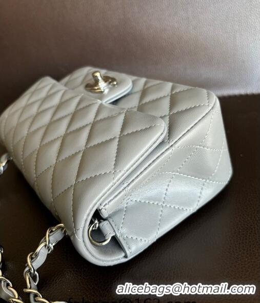 Reasonable Price Chanel Classic Lambskin Mini Flap Bag A01116 Light Grey/Silver 2024