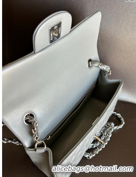 Reasonable Price Chanel Classic Lambskin Mini Flap Bag A01116 Light Grey/Silver 2024