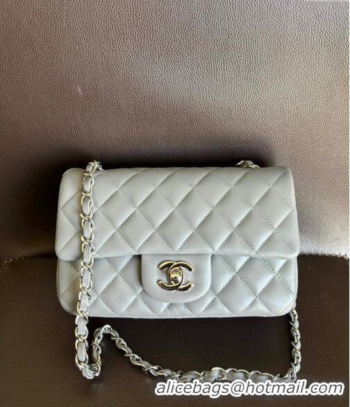 Reasonable Price Chanel Classic Lambskin Mini Flap Bag A01116 Light Grey/Silver 2024