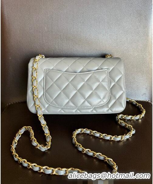 Luxurious Chanel Classic Lambskin Mini Flap Bag A01116 Light Grey/Gold 2024