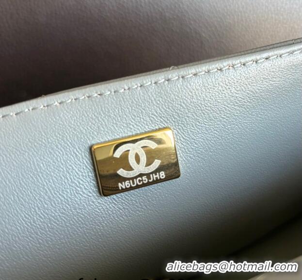 Luxurious Chanel Classic Lambskin Mini Flap Bag A01116 Light Grey/Gold 2024