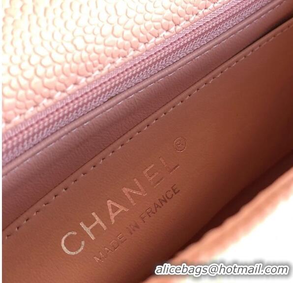 Top Quality Chanel Grained Calfskin Mini Square Classic Flap Bag A01115 Light Pink/Silver 2024