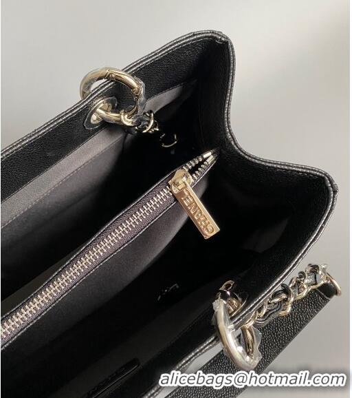 Best Quality Chanel Grand Shopping Tote GST Bag in Grained Calfskin CH7090 Black/Silver 2024