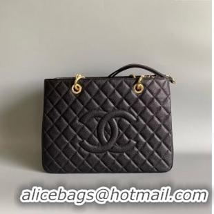 Classic Chanel Grand Shopping Tote GST Bag in Grained Calfskin CH7090 Black/Gold 2024