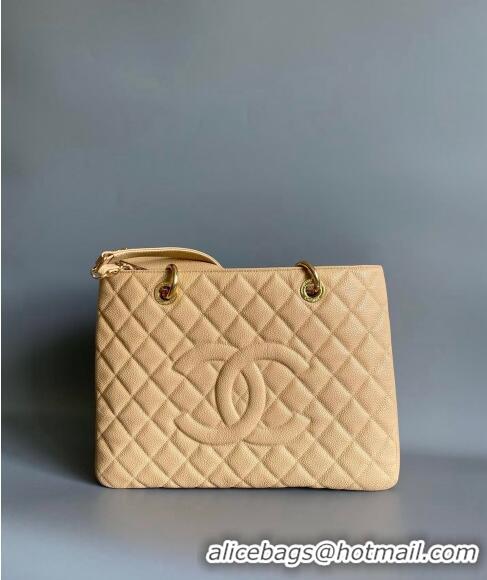 Top Grade Chanel Grand Shopping Tote GST Bag in Grained Calfskin CH7090 Beige 2024